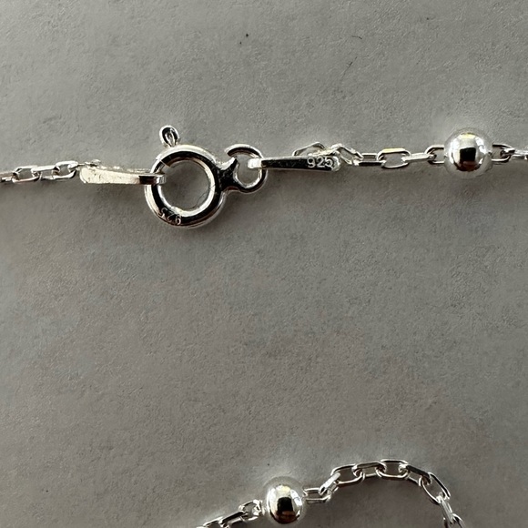 925 Silver 17.5" 2mm bead chain necklace - Picture 4 of 6